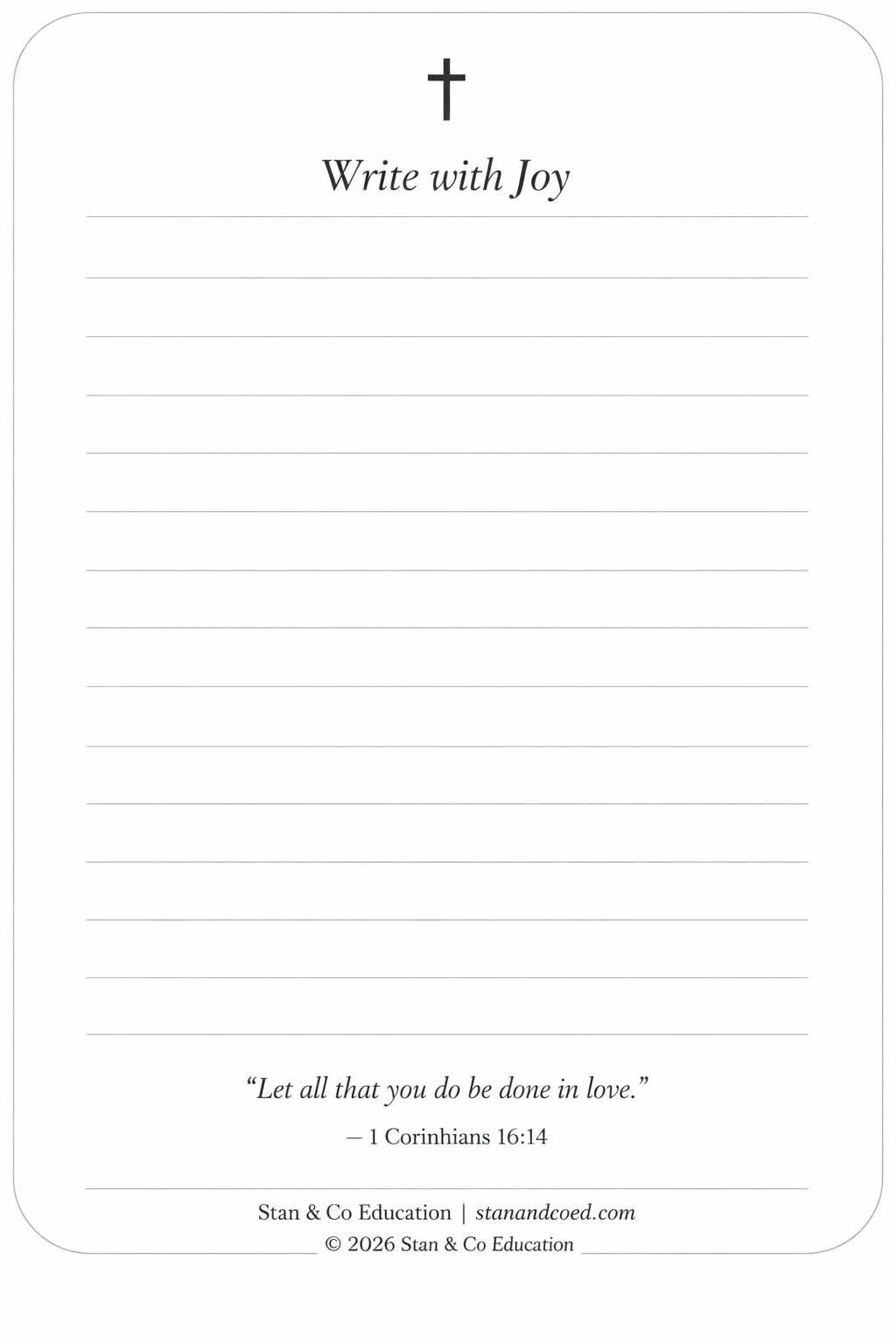 Christian Lined Writing Paper | Bible Verse Stationery | Printable Journal Page for Kids