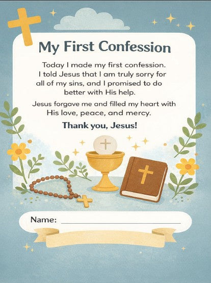 First Confession Prayer Card for Kids | Catholic Printable