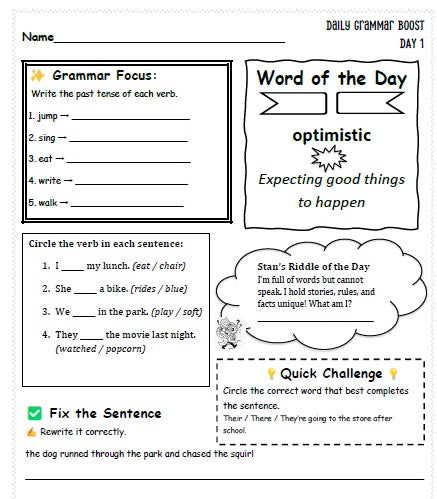 Grammar Boost: Daily Warm-Up Sample